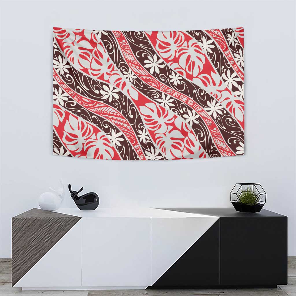 Uteute Tahiti Tiare Monstera Tapestry Polynesian Pattern Curve Style LT01 - Polynesian Pride