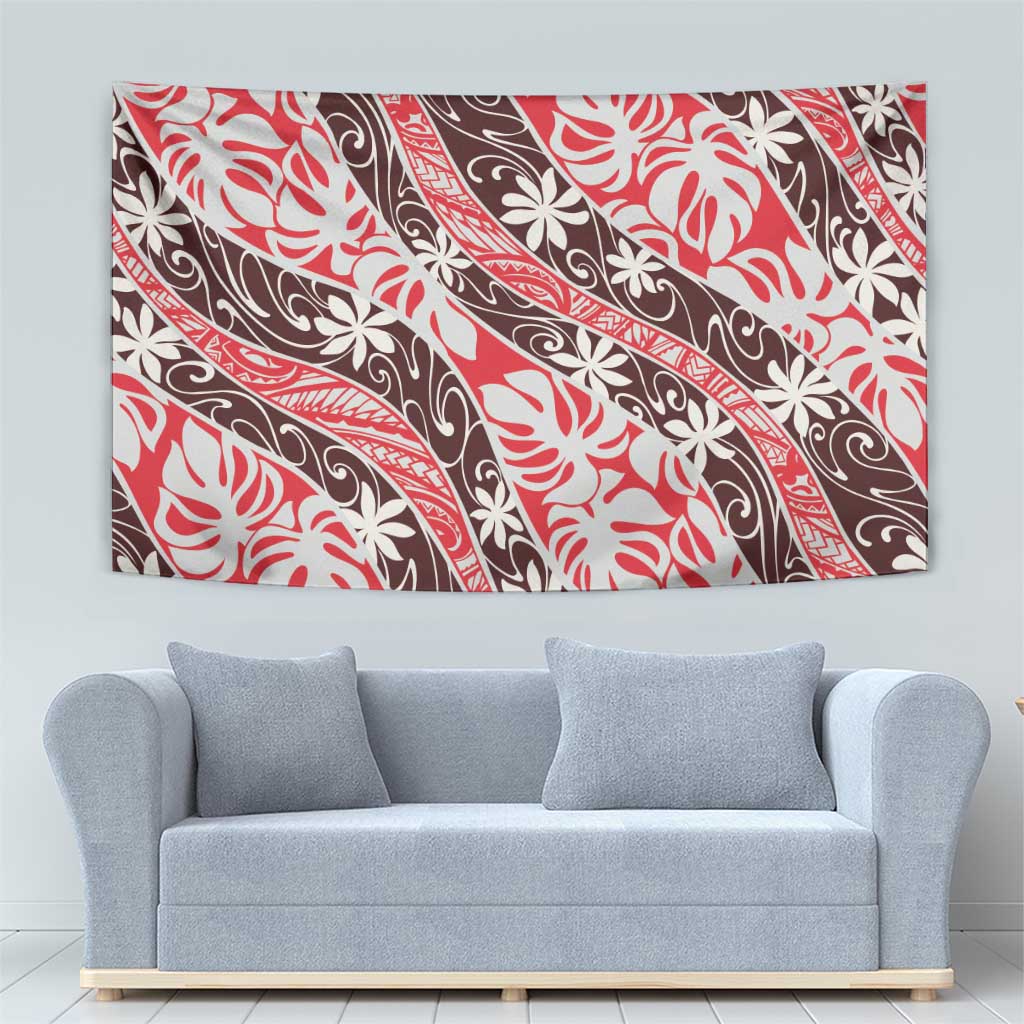 Uteute Tahiti Tiare Monstera Tapestry Polynesian Pattern Curve Style LT01 - Polynesian Pride