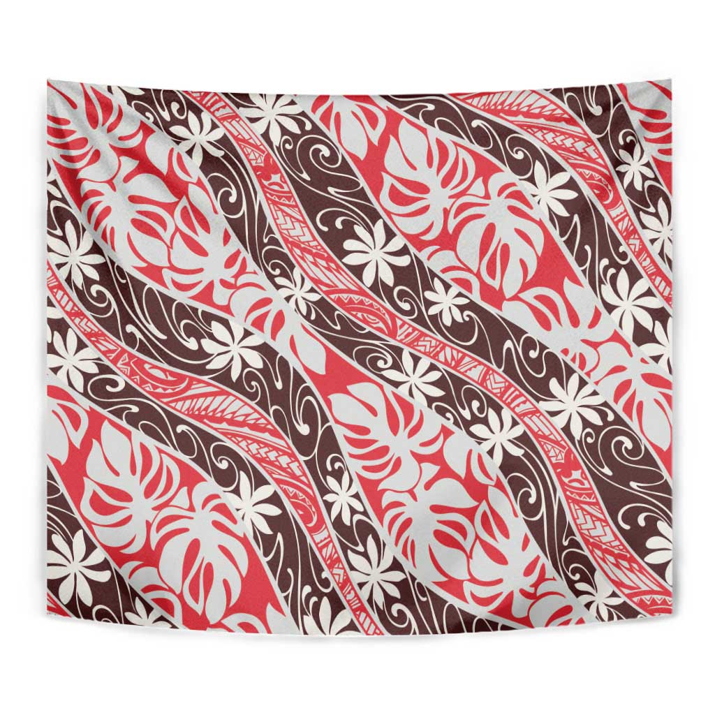 Uteute Tahiti Tiare Monstera Tapestry Polynesian Pattern Curve Style LT01 - Polynesian Pride