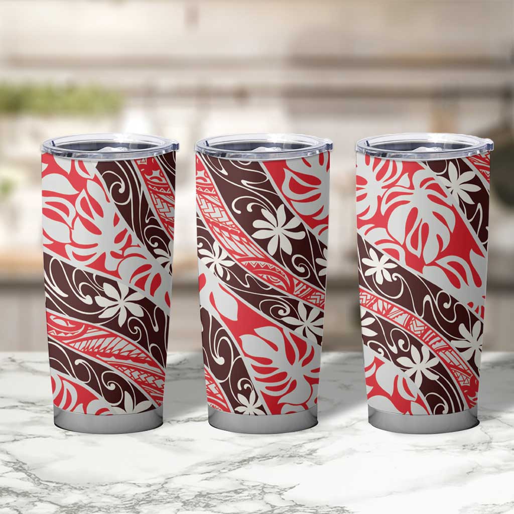 Uteute Tahiti Tiare Monstera Tumbler Cup Polynesian Pattern Curve Style - Polynesian Pride