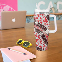 Uteute Tahiti Tiare Monstera Tumbler With Handle Polynesian Pattern Curve Style - Polynesian Pride