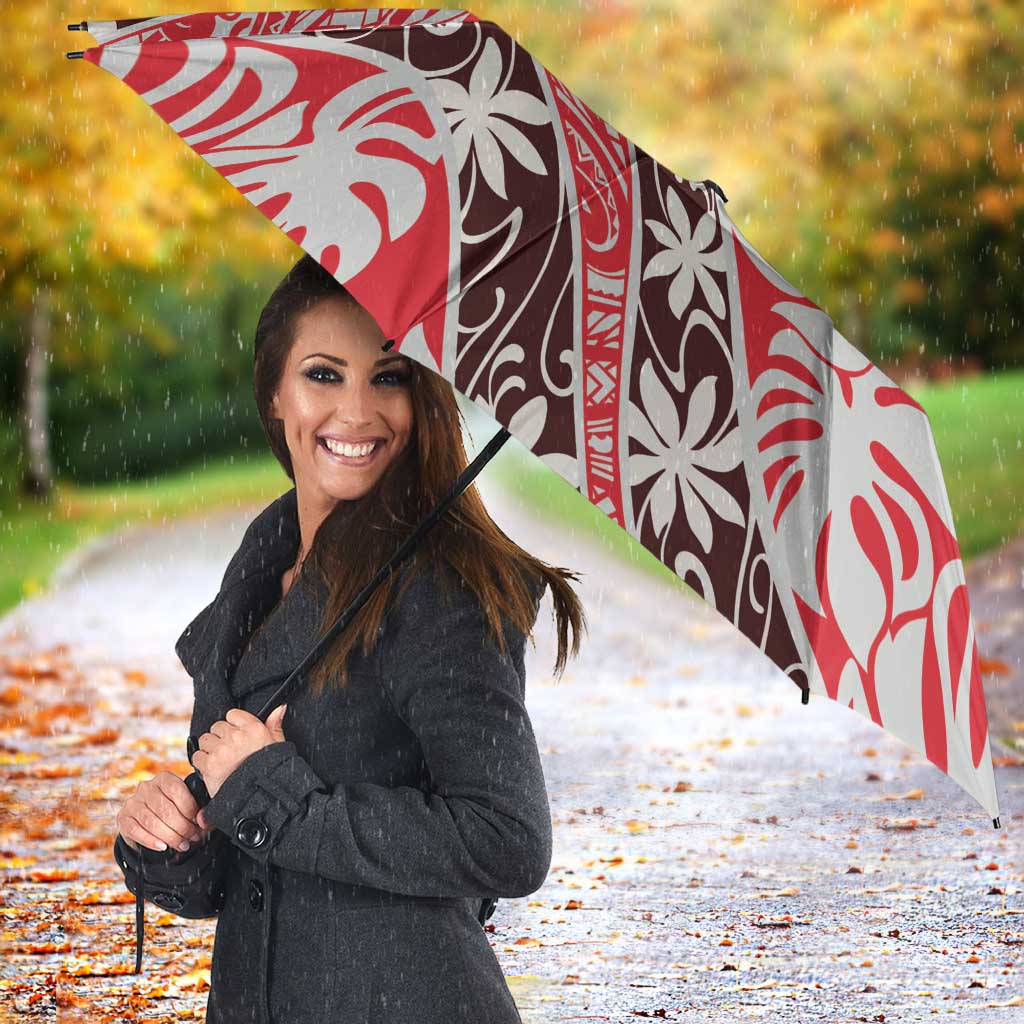 Uteute Tahiti Tiare Monstera Umbrella Polynesian Pattern Curve Style - Polynesian Pride