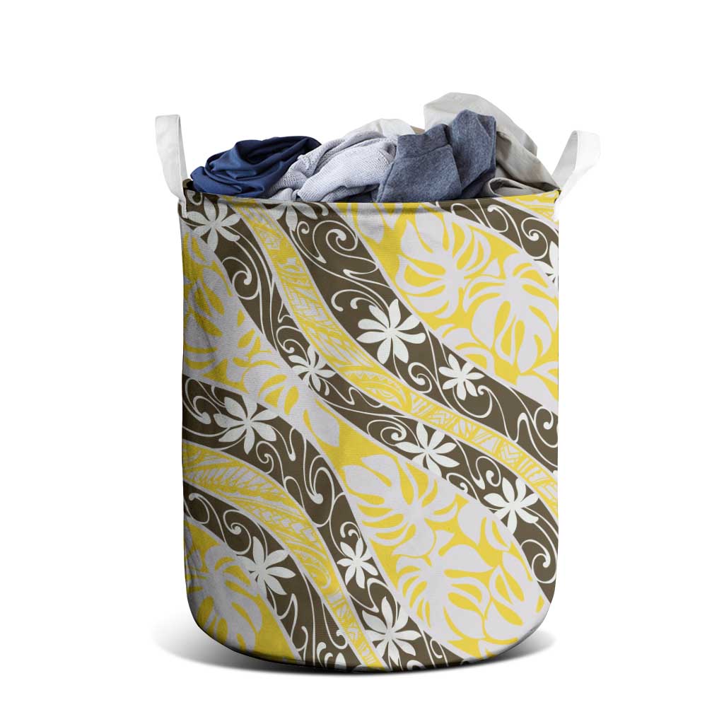 Rearea Tahiti Tiare Monstera Laundry Basket Polynesian Pattern Curve Style LT01 - Polynesian Pride