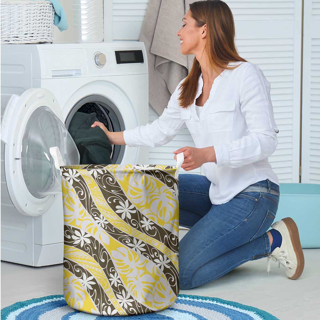 Rearea Tahiti Tiare Monstera Laundry Basket Polynesian Pattern Curve Style LT01 - Polynesian Pride