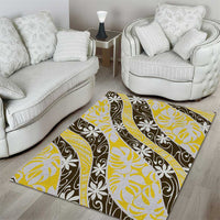 Rearea Tahiti Tiare Monstera Area Rug Polynesian Pattern Curve Style - Polynesian Pride