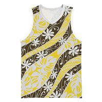 Rearea Tahiti Tiare Monstera Basketball Jersey Polynesian Pattern Curve Style LT01 Unisex Yellow - Polynesian Pride
