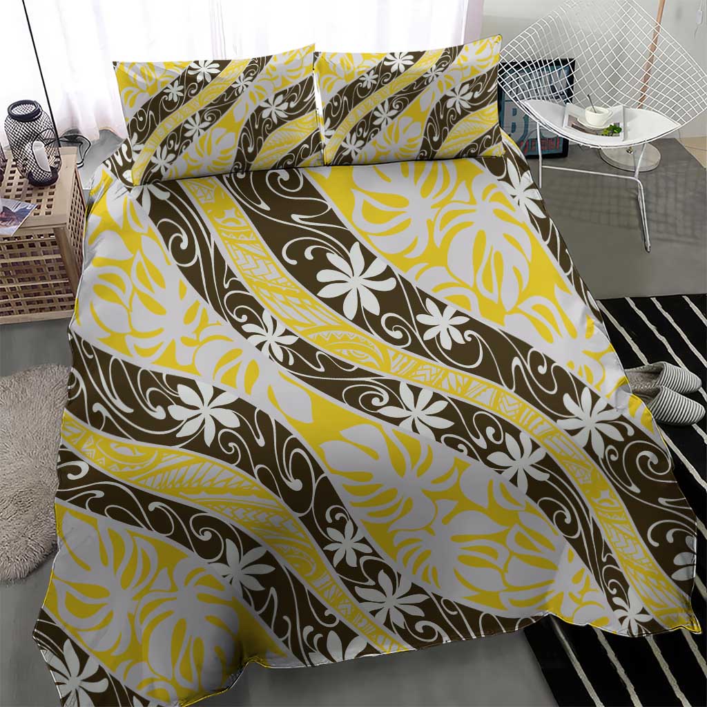 Rearea Tahiti Tiare Monstera Bedding Set Polynesian Pattern Curve Style LT01 - Polynesian Pride