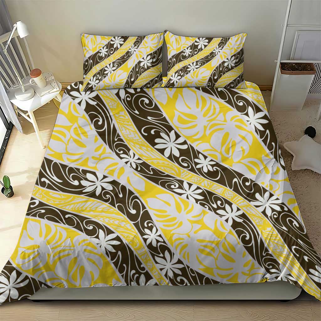 Rearea Tahiti Tiare Monstera Bedding Set Polynesian Pattern Curve Style LT01 - Polynesian Pride