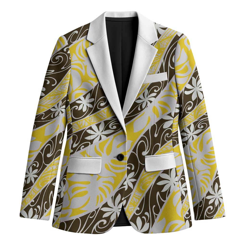 Rearea Tahiti Tiare Monstera Blazer Polynesian Pattern Curve Style - Polynesian Pride
