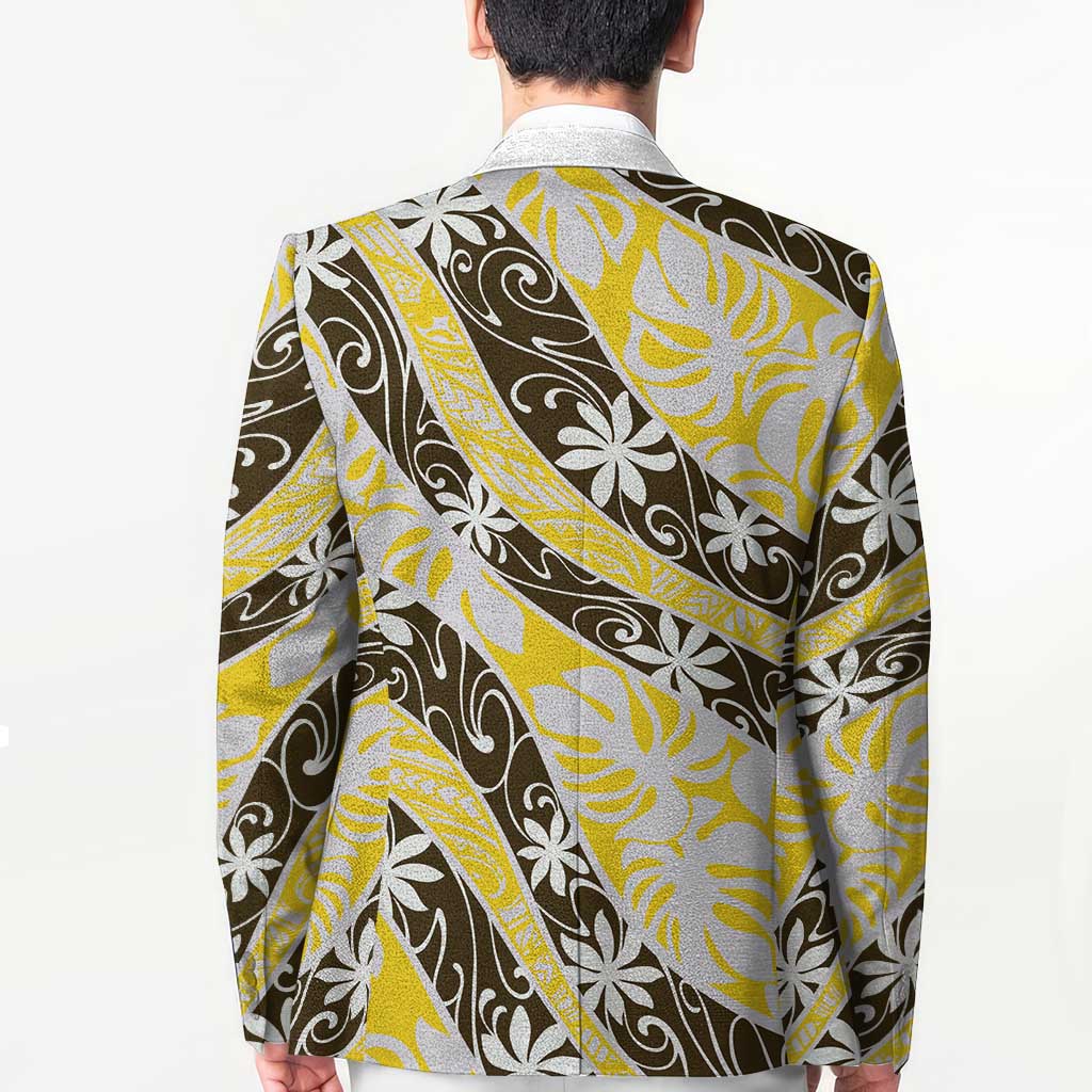 Rearea Tahiti Tiare Monstera Blazer Polynesian Pattern Curve Style - Polynesian Pride