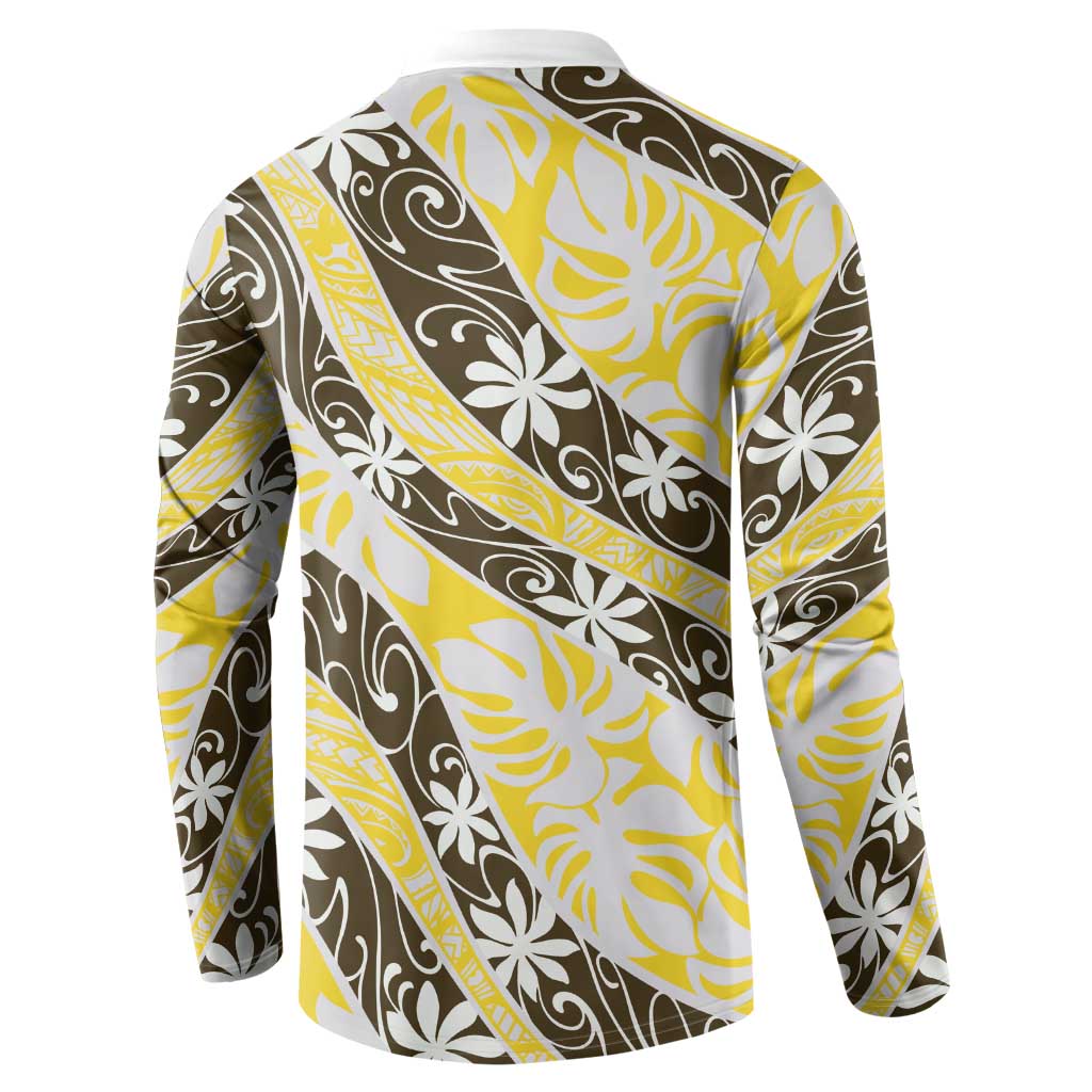 Rearea Tahiti Tiare Monstera Button Sweatshirt Polynesian Pattern Curve Style LT01 - Polynesian Pride