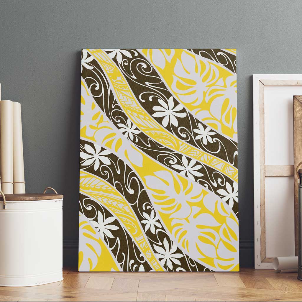 Rearea Tahiti Tiare Monstera Canvas Wall Art Polynesian Pattern Curve Style - Polynesian Pride