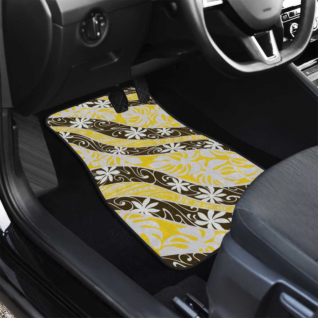 Rearea Tahiti Tiare Monstera Car Mats Polynesian Pattern Curve Style - Polynesian Pride