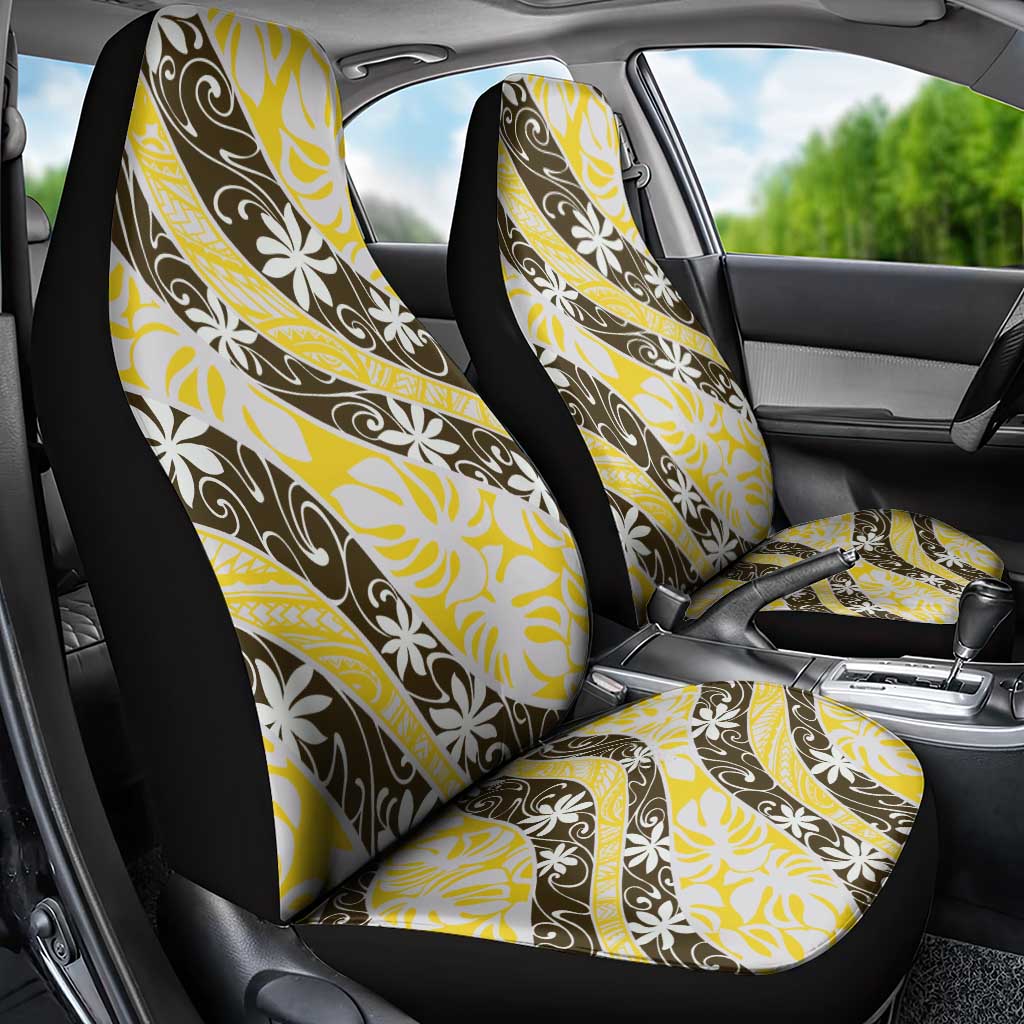 Rearea Tahiti Tiare Monstera Car Seat Cover Polynesian Pattern Curve Style - Polynesian Pride