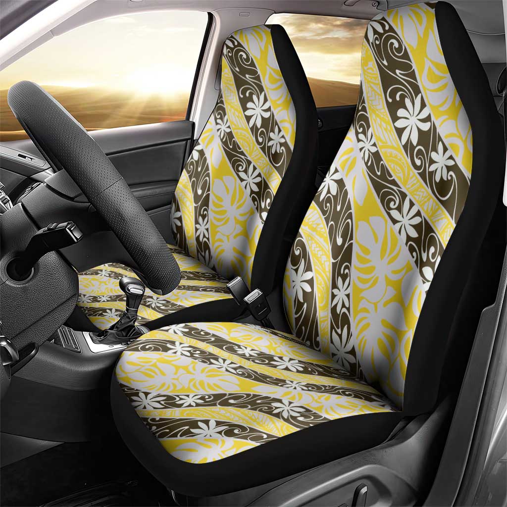 Rearea Tahiti Tiare Monstera Car Seat Cover Polynesian Pattern Curve Style - Polynesian Pride