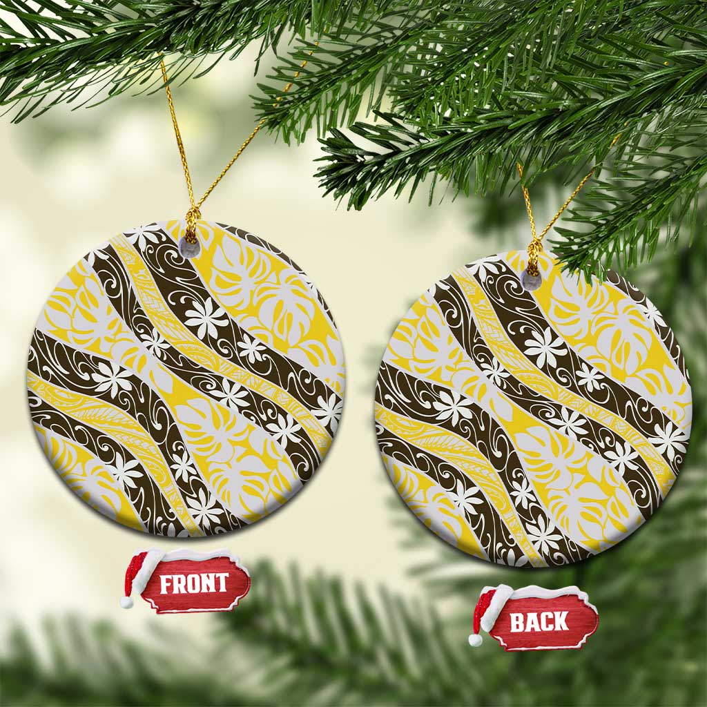 Rearea Tahiti Tiare Monstera Ceramic Ornament Polynesian Pattern Curve Style - Polynesian Pride