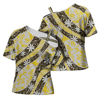 Rearea Tahiti Tiare Monstera Cross Shoulder Shirt Polynesian Pattern Curve Style LT01 - Polynesian Pride