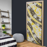 Rearea Tahiti Tiare Monstera Door Cover Polynesian Pattern Curve Style - Polynesian Pride