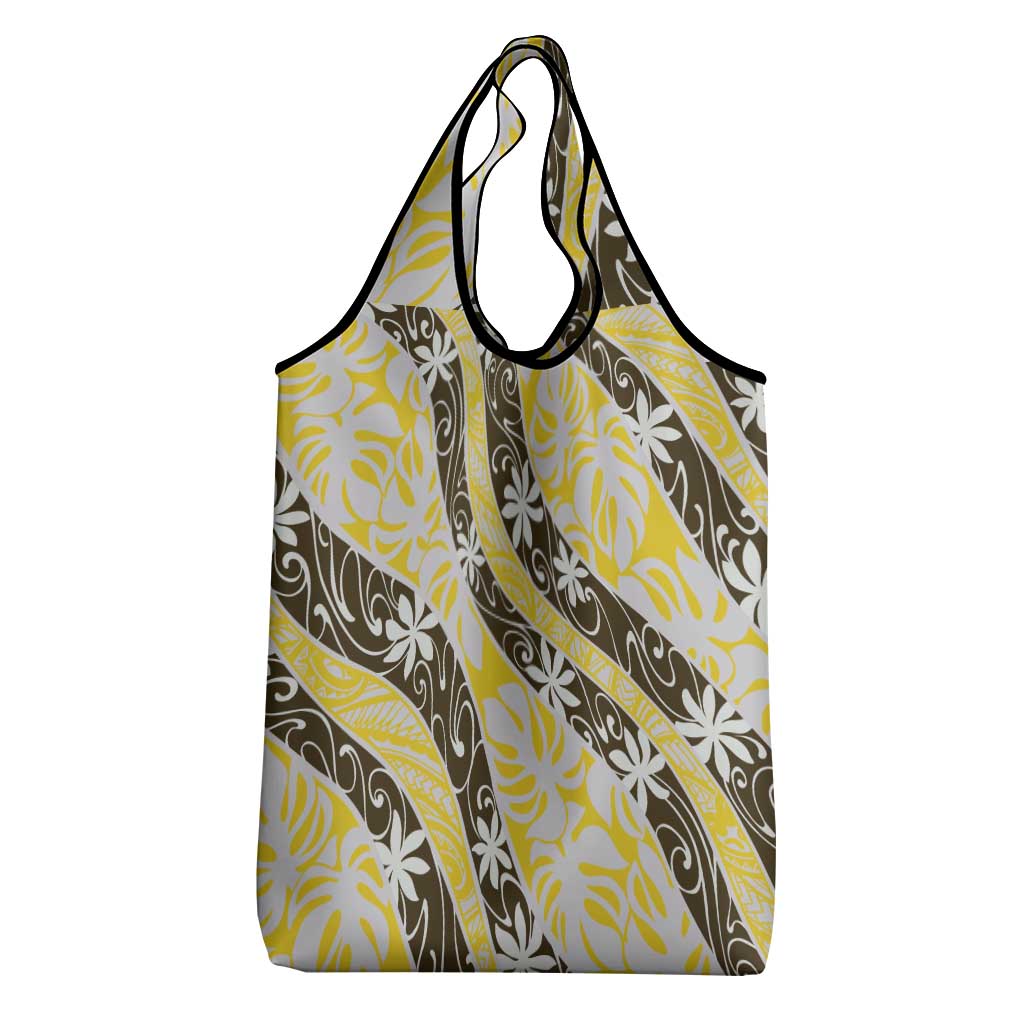 Rearea Tahiti Tiare Monstera Grocery Bag Polynesian Pattern Curve Style - Polynesian Pride