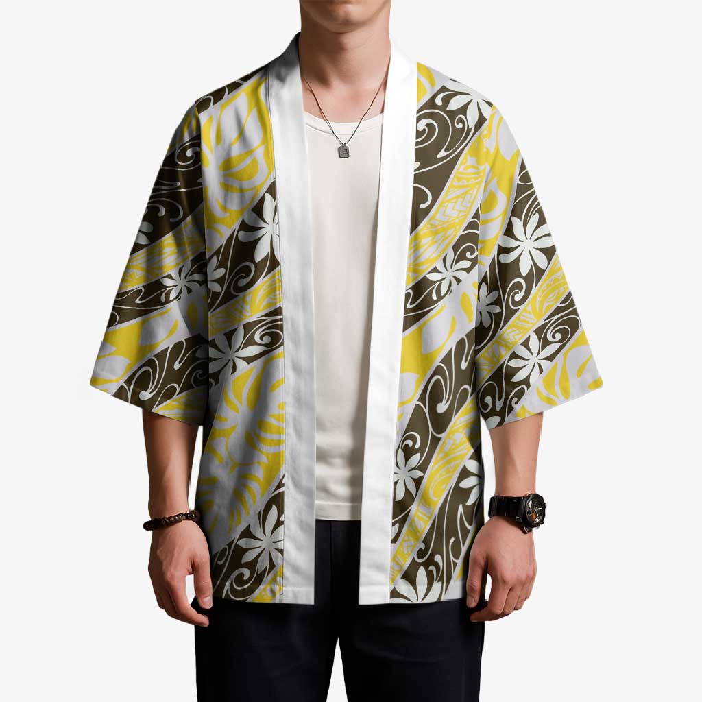 Rearea Tahiti Tiare Monstera Kimono Polynesian Pattern Curve Style - Polynesian Pride