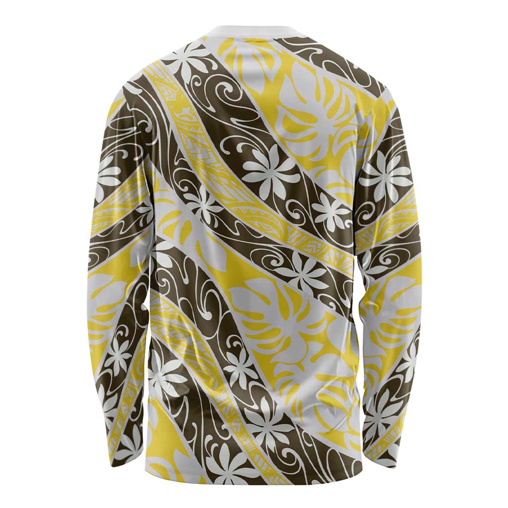 Rearea Tahiti Tiare Monstera Long Sleeve Shirt Polynesian Pattern Curve Style LT01 - Polynesian Pride
