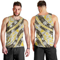 Rearea Tahiti Tiare Monstera Men Tank Top Polynesian Pattern Curve Style - Polynesian Pride