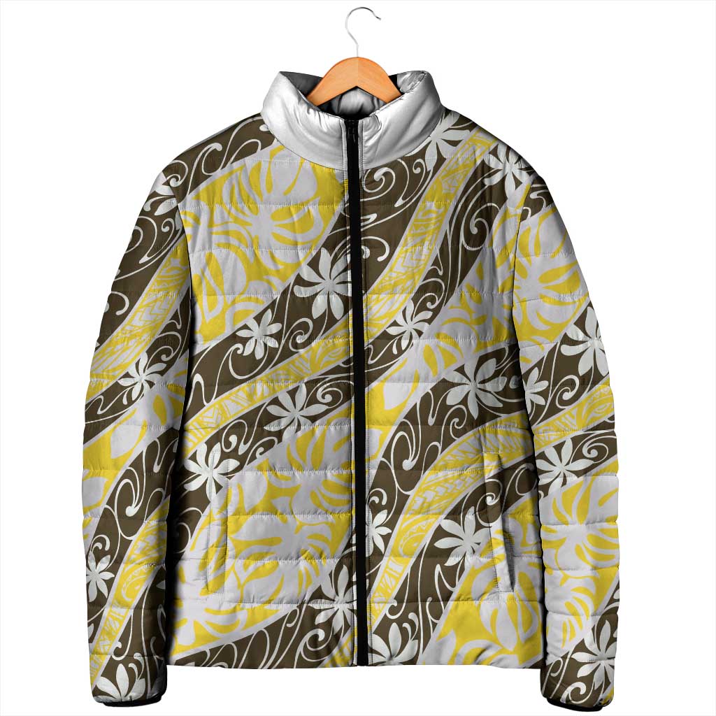 Rearea Tahiti Tiare Monstera Padded Jacket Polynesian Pattern Curve Style LT01 - Polynesian Pride