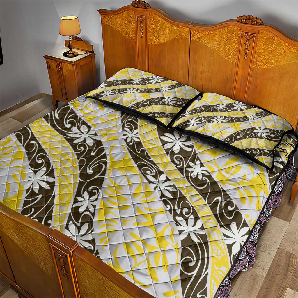 Rearea Tahiti Tiare Monstera Quilt Bed Set Polynesian Pattern Curve Style LT01 - Polynesian Pride