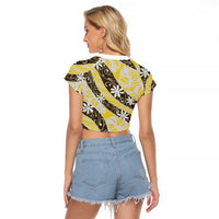 Rearea Tahiti Tiare Monstera Raglan Cropped T Shirt Polynesian Pattern Curve Style LT01 - Polynesian Pride