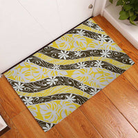 Rearea Tahiti Tiare Monstera Rubber Doormat Polynesian Pattern Curve Style LT01 - Polynesian Pride
