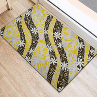 Rearea Tahiti Tiare Monstera Rubber Doormat Polynesian Pattern Curve Style LT01 - Polynesian Pride