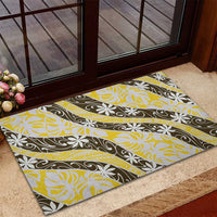 Rearea Tahiti Tiare Monstera Rubber Doormat Polynesian Pattern Curve Style LT01 - Polynesian Pride