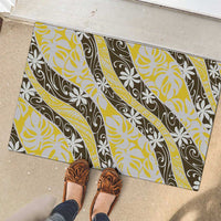Rearea Tahiti Tiare Monstera Rubber Doormat Polynesian Pattern Curve Style LT01 - Polynesian Pride