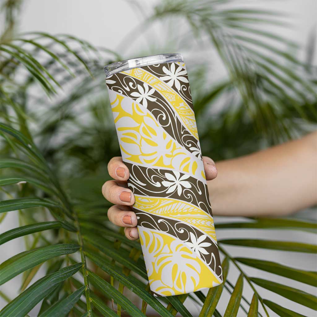 Rearea Tahiti Tiare Monstera Skinny Tumbler Polynesian Pattern Curve Style - Polynesian Pride