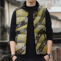 Rearea Tahiti Tiare Monstera Sleeveless Puffer Jacket Polynesian Pattern Curve Style LT01 - Polynesian Pride