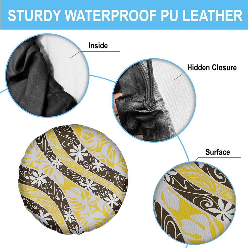 Rearea Tahiti Tiare Monstera Spare Tire Cover Polynesian Pattern Curve Style - Polynesian Pride