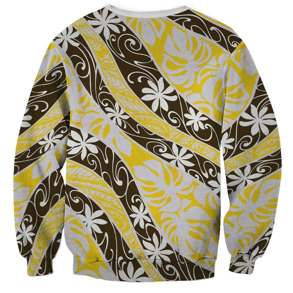 Rearea Tahiti Tiare Monstera Sweatshirt Polynesian Pattern Curve Style LT01 - Polynesian Pride