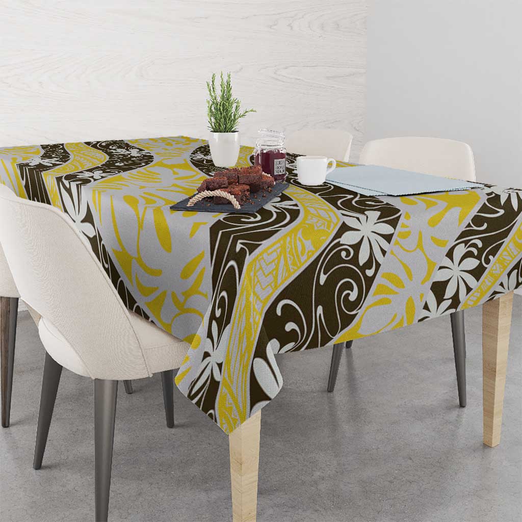 Rearea Tahiti Tiare Monstera Tablecloth Polynesian Pattern Curve Style - Polynesian Pride