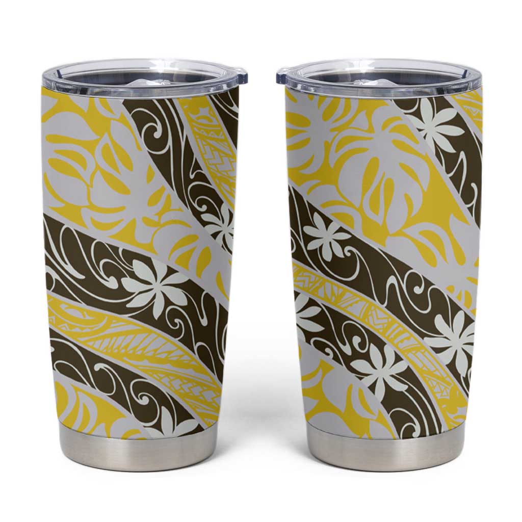 Rearea Tahiti Tiare Monstera Tumbler Cup Polynesian Pattern Curve Style - Polynesian Pride