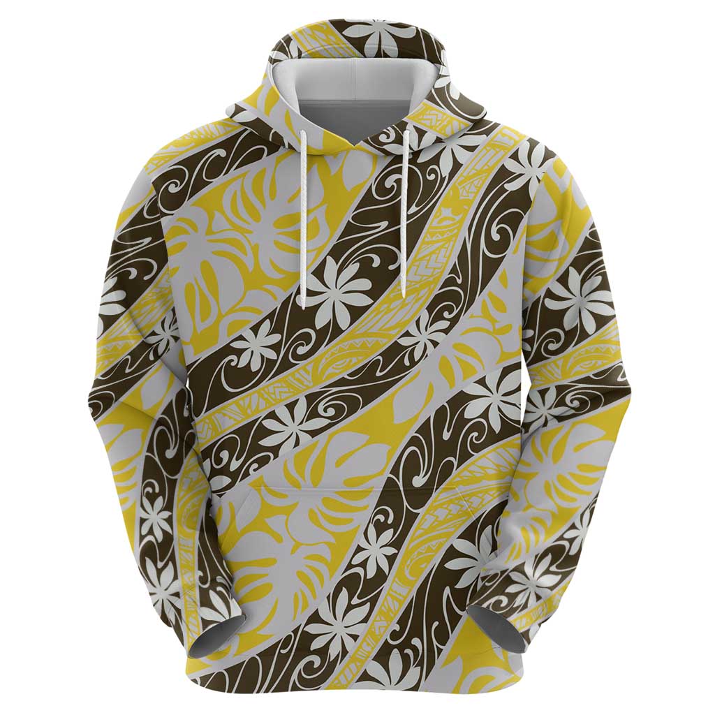 Rearea Tahiti Tiare Monstera Zip Hoodie Polynesian Pattern Curve Style LT01 - Polynesian Pride