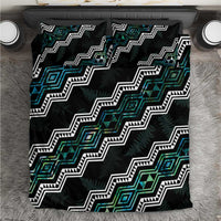 Personalised Taniko Aotearoa Mix Paua Shell Bedding Set Niho Taniwha Turquoise Glitter