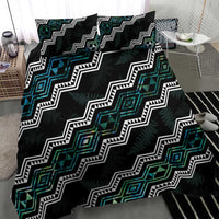 Personalised Taniko Aotearoa Mix Paua Shell Bedding Set Niho Taniwha Turquoise Glitter