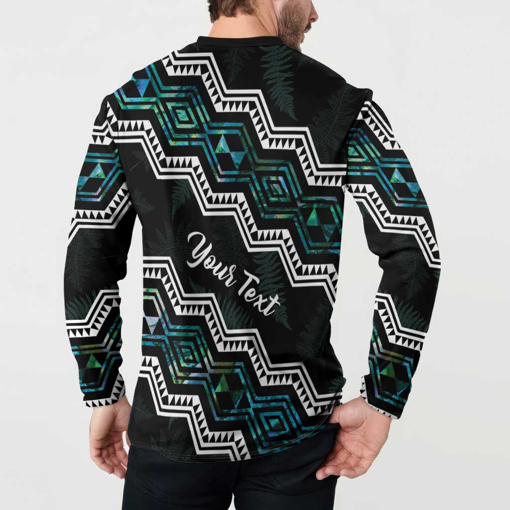 Personalised Taniko Aotearoa Mix Paua Shell Button Sweatshirt Niho Taniwha Turquoise Glitter