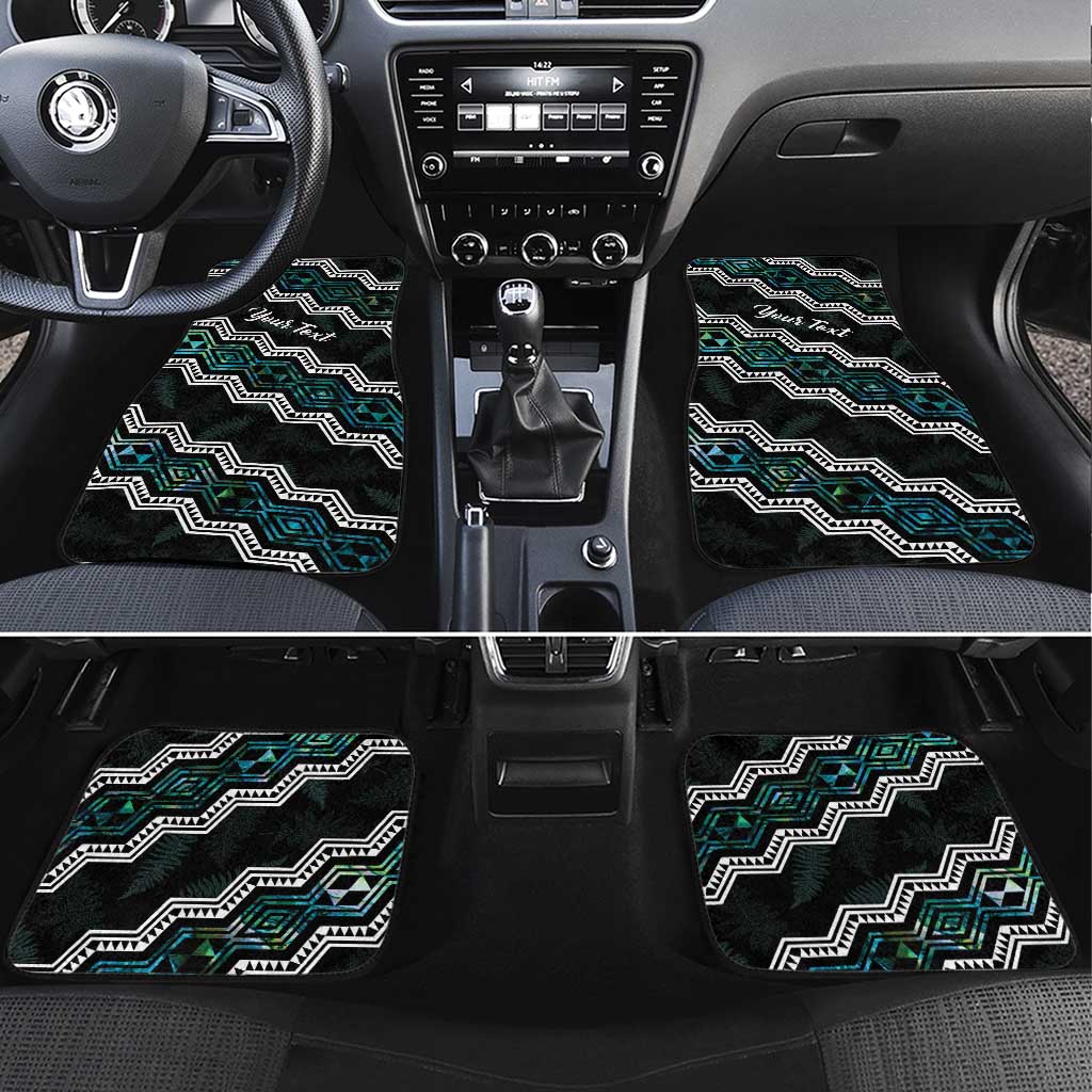 Personalised Taniko Aotearoa Mix Paua Shell Car Mats Niho Taniwha Turquoise Glitter