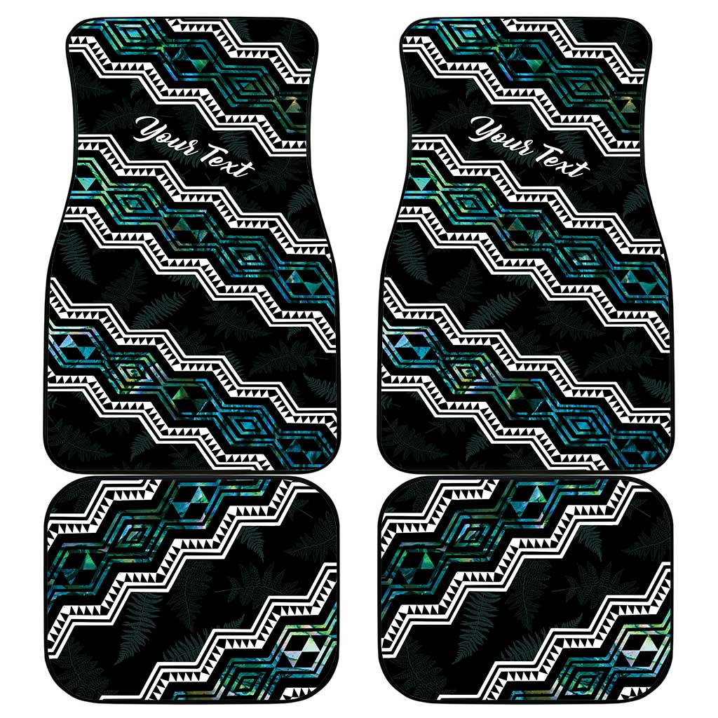 Personalised Taniko Aotearoa Mix Paua Shell Car Mats Niho Taniwha Turquoise Glitter
