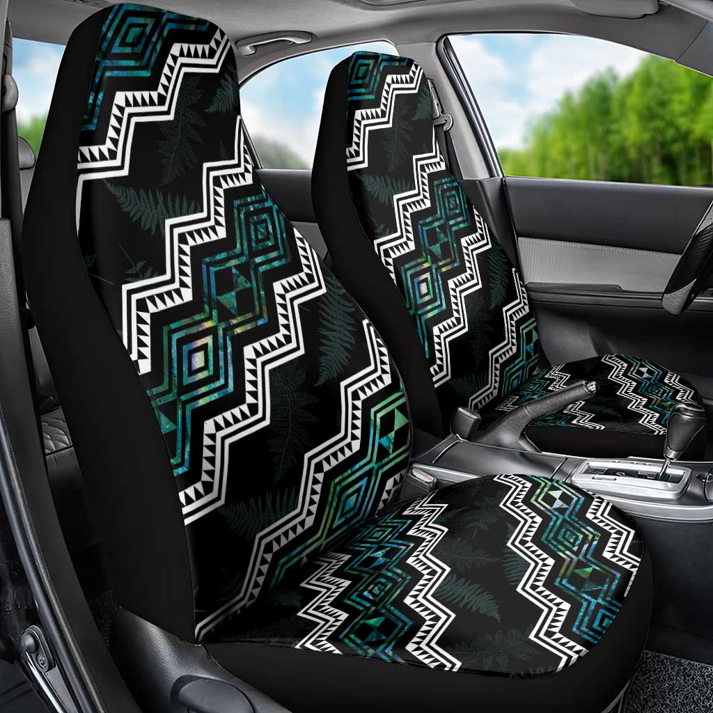 Personalised Taniko Aotearoa Mix Paua Shell Car Seat Cover Niho Taniwha Turquoise Glitter