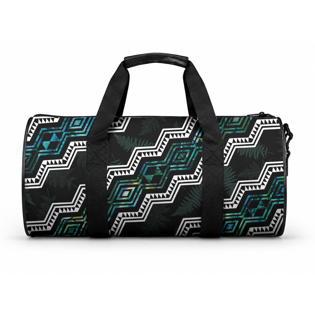 Taniko Aotearoa Mix Paua Shell Duffle Bag Niho Taniwha Turquoise Glitter LT01 One size Turquoise - Polynesian Pride