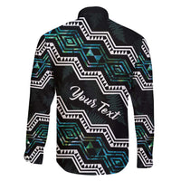 Personalised Taniko Aotearoa Mix Paua Shell Family Matching Off Shoulder Maxi Dress and Hawaiian Shirt Niho Taniwha Turquoise Glitter LT01 - Polynesian Pride