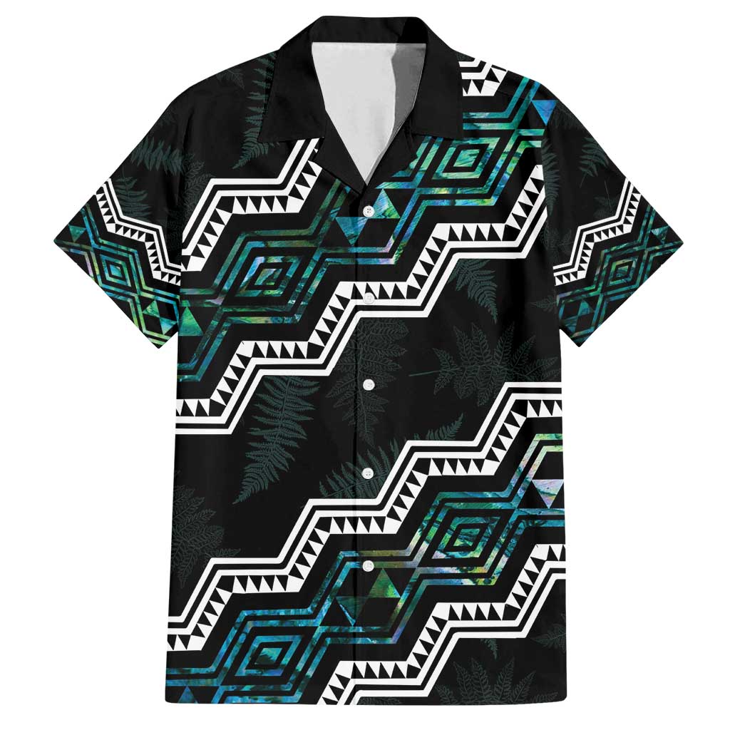 Personalised Taniko Aotearoa Mix Paua Shell Family Matching Off Shoulder Short Dress and Hawaiian Shirt Niho Taniwha Turquoise Glitter LT01 Dad's Shirt - Short Sleeve Turquoise - Polynesian Pride