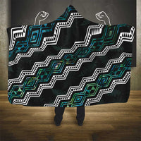 Personalised Taniko Aotearoa Mix Paua Shell Hooded Blanket Niho Taniwha Turquoise Glitter